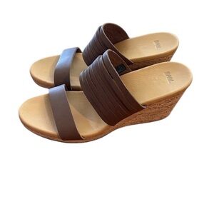 NWOT Teva 8.5 Arrabelle Wedge Sandals Slides Brown Leather
